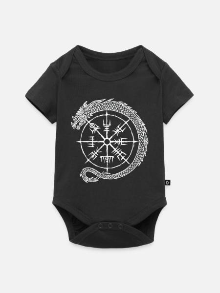 Vegvisir Midgardschlange - Wikinger Kompass - Baby Premium Kurzarmbody - Schwarz