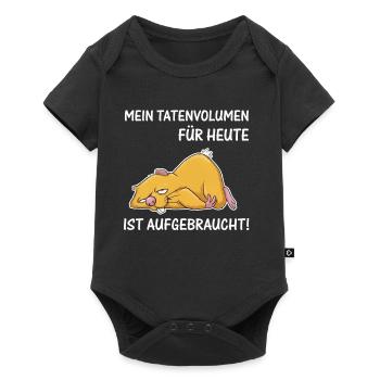 Schlafende Katze – Tatenvolumen aufgebraucht - Baby Premium Kurzarmbody - Schwarz - Vorne