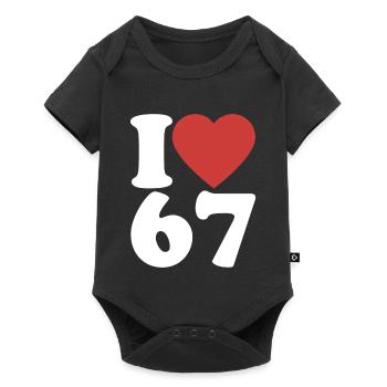 I love six seven | Zahlenduo 6 und 7 - Baby Premium Kurzarmbody - Schwarz - Vorne