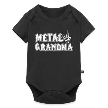 Metall-Oma Geschenk Oma Heavy Metal - Baby Premium Kurzarmbody - Schwarz - Vorne