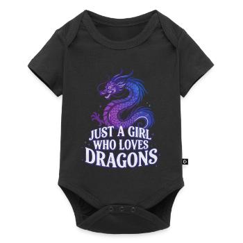 Drachenliebe: Girl liebt Drachen - Baby Premium Kurzarmbody - Schwarz - Vorne