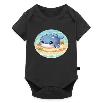 Wal auf Sandbank im Meer - Baby Premium Kurzarmbody - Schwarz - Vorne