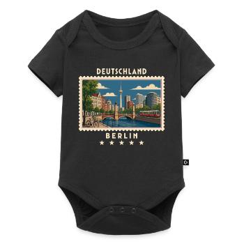 Deutschland Berlin Vintage Reisemarke - Baby Premium Kurzarmbody - Schwarz - Vorne