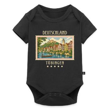 Deutschland Tübingen Vintage Reisemarke - Baby Premium Kurzarmbody - Schwarz - Vorne