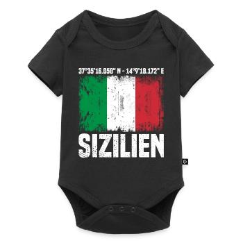 Sizilien Koordinaten - Baby Premium Kurzarmbody - Schwarz - Vorne