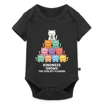 Kindness Grows The Coolest Flowers - Baby Premium Kurzarmbody - Schwarz - Vorne