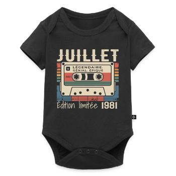 Juli 1981 Geburtstagsgeschenk Juli 1981 - Baby Premium Kurzarmbody - Schwarz - Vorne