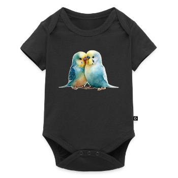 Wellensittiche - Baby Premium Kurzarmbody - Schwarz - Vorne