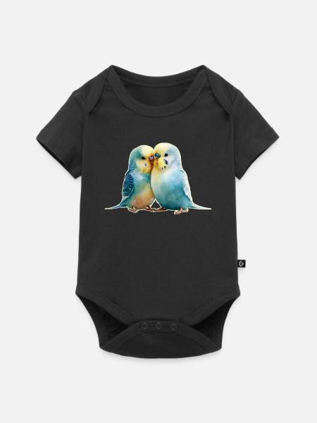 Wellensittiche - Baby Premium Kurzarmbody - Schwarz