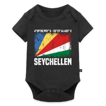 Seychellen Koordinaten - Baby Premium Kurzarmbody - Schwarz - Vorne