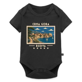 Montenegro Budva Vintage Reisemarke - Baby Premium Kurzarmbody - Schwarz - Vorne