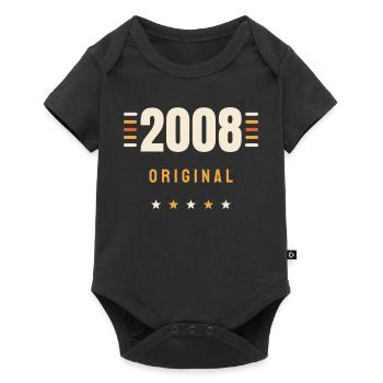 2008 Original Jahrgang Retro 18. Geburtstag Gesche - Baby Premium Kurzarmbody - Schwarz - Vorne