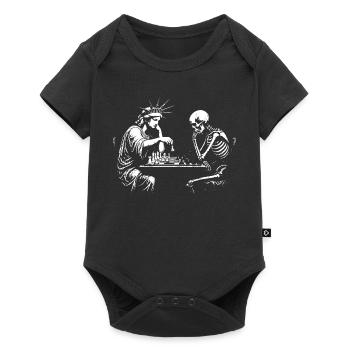 Freiheitsstatue, die Schach mit dem Tod spielt - Baby Premium Kurzarmbody - Schwarz - Vorne