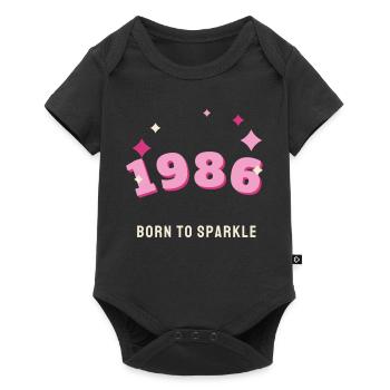 1986 Born to Sparkle Jahrgang 40. Geburtstag - Baby Premium Kurzarmbody - Schwarz - Vorne