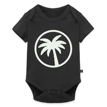 Palmen Silhouette Tropen Emblem - Baby Premium Kurzarmbody - Schwarz - Vorne