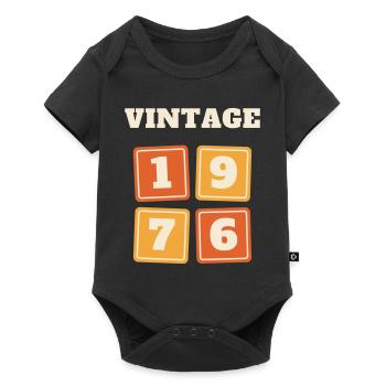 Vintage 1976 Retro Jahrgang 50. Geburtstag Geschen - Baby Premium Kurzarmbody - Schwarz - Vorne