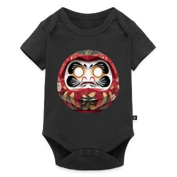 Blumenkreis-Daruma im Feststil Daruma Origami - Baby Premium Kurzarmbody - Schwarz - Vorne