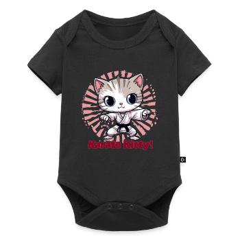 Karate Kitty - Baby Premium Kurzarmbody - Schwarz - Vorne