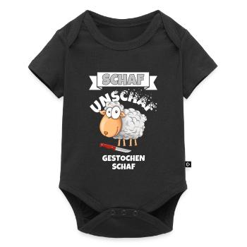 Schaf Unschaf Gestochen Schaf Wortspiel - Baby Premium Kurzarmbody - Schwarz - Vorne