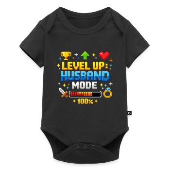 Level Up Husband Mode Gamer Ehemann Retro JGA - Baby Premium Kurzarmbody - Schwarz - Vorne