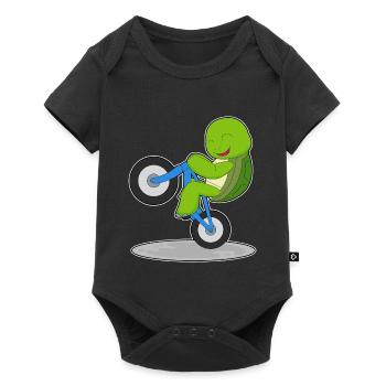 Turtle Bicycle - Baby Premium short-sleeve bodysuit - black - Front