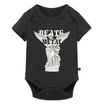 Metalltypografie der geflügelten Engelsstatue - Baby Premium Kurzarmbody - Schwarz - Vorne