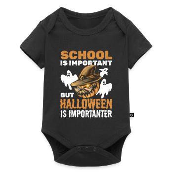 School is important but Halloween is importanter - - Baby Premium Kurzarmbody - Schwarz - Vorne