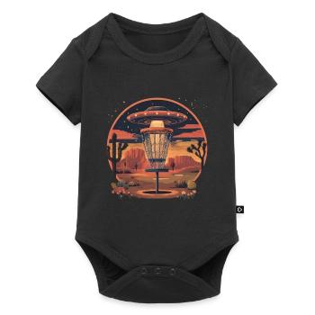 Disc Golf Set UFO Wüste Retro Vintage Kakteen  - Baby Premium Kurzarmbody - Schwarz - Vorne