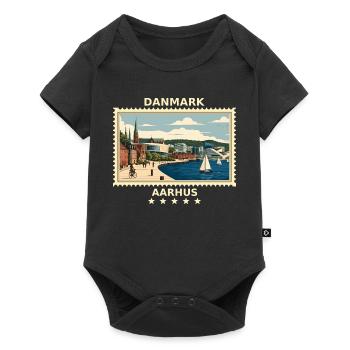 Dänemark Aarhus Vintage Reisemarke - Baby Premium Kurzarmbody - Schwarz - Vorne