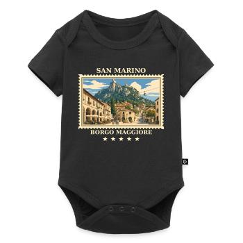 San Marino Borgo Maggiore Vintage Reisemarke - Baby Premium Kurzarmbody - Schwarz - Vorne