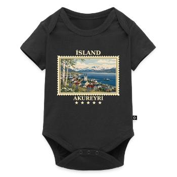 Island Akureyri Vintage Reisemarke - Baby Premium Kurzarmbody - Schwarz - Vorne