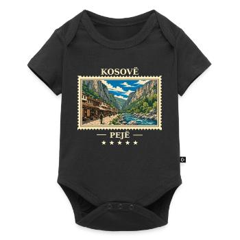Kosovo Peja Vintage Reisemarke - Baby Premium Kurzarmbody - Schwarz - Vorne