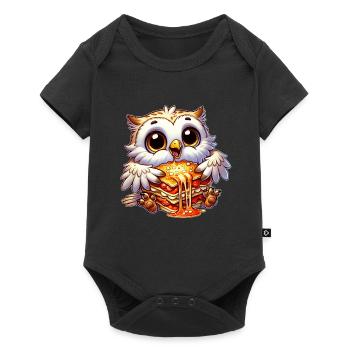 Weise Schneeeule Italienisch Lasagne - Baby Premium Kurzarmbody - Schwarz - Vorne