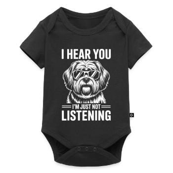 Lhasa Apso Drôle, Cadeau Lhasa Apso - Body à manches courtes Premium Bébé - noir - Devant
