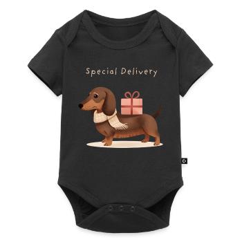 Cadeau spécial de teckel à Noël - Body à manches courtes Premium Bébé - noir - Devant