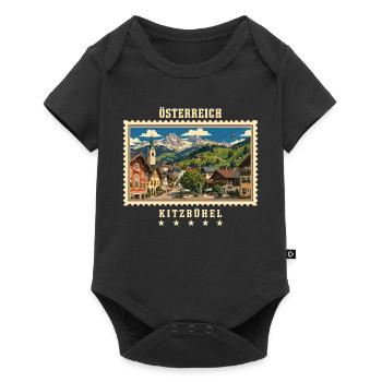 Österreich Kitzbühel Vintage Reisemarke - Baby Premium Kurzarmbody - Schwarz - Vorne