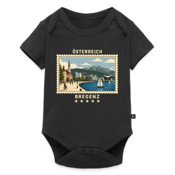 Österreich Bregenz Vintage Reisemarke - Baby Premium Kurzarmbody - Schwarz - Vorne