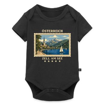 Österreich Zell am See Vintage Reisemarke - Baby Premium Kurzarmbody - Schwarz - Vorne