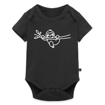 Entspanntes Faultier am Ast Tiermotiv - Baby Premium Kurzarmbody - Schwarz - Vorne