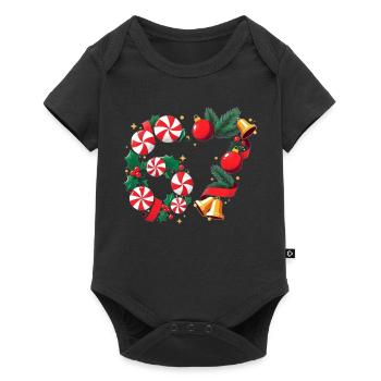67 Candy Peppermint Weihnachtskranz sechs sieben - Baby Premium Kurzarmbody - Schwarz - Vorne