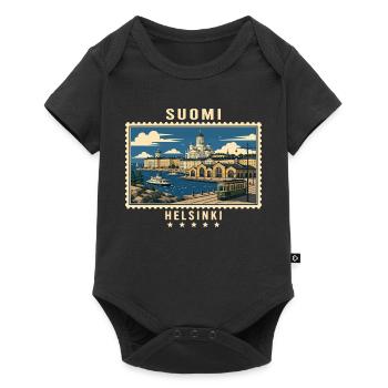 Finnland Helsinki Vintage Reisemarke - Baby Premium Kurzarmbody - Schwarz - Vorne