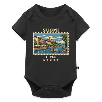 Finnland Turku Vintage Reisemarke - Baby Premium Kurzarmbody - Schwarz - Vorne