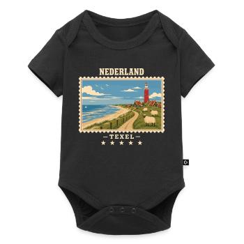 Niederlande Texel Vintage Reisemarke - Baby Premium Kurzarmbody - Schwarz - Vorne