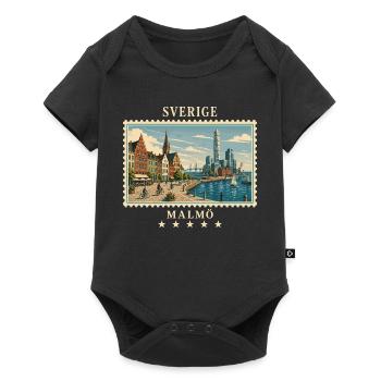 Schweden Malmö Vintage Reisemarke - Baby Premium Kurzarmbody - Schwarz - Vorne