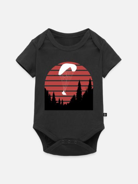 Gleitschirm_uber_Wald - Baby Premium Kurzarmbody - Schwarz