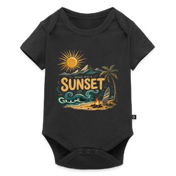 Sonnenuntergang am Strand Surf - Baby Premium Kurzarmbody - Schwarz - Vorne