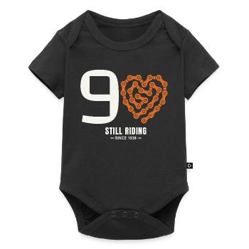 90 Jahre Fahrrad immer noch beim Fahren Geburtstagsgeschenk - Baby Premium Kurzarmbody - Schwarz - Vorne