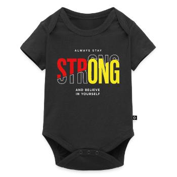 Stay Strong Typo mit Selbstvertrauen - Baby Premium Kurzarmbody - Schwarz - Vorne
