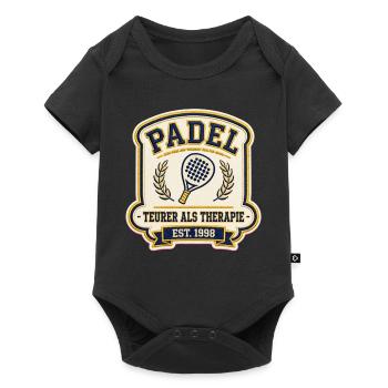 Padel Shirt Teurer Als Therapie | Padel Geschenk - Baby Premium Kurzarmbody - Schwarz - Vorne