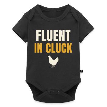 Fluent In Cluck Huhn - Baby Premium Kurzarmbody - Schwarz - Vorne